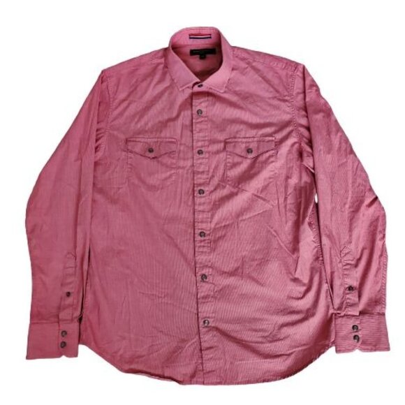 Banana Republic Men's Slim Fit Long Sleeve Casual Shirt Pink/White Size Medium - Picture 2 of 11